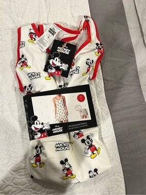Disney Mickey Mouse athleisure Dress - White with Red Trim